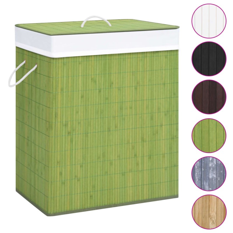 vidaXL Cesto Portabiancheria in Bambù a Sezione Singola Verde 83 L vidaXL Cesto Portabiancheria in Bambù a Sezione Singola Verde 83 L