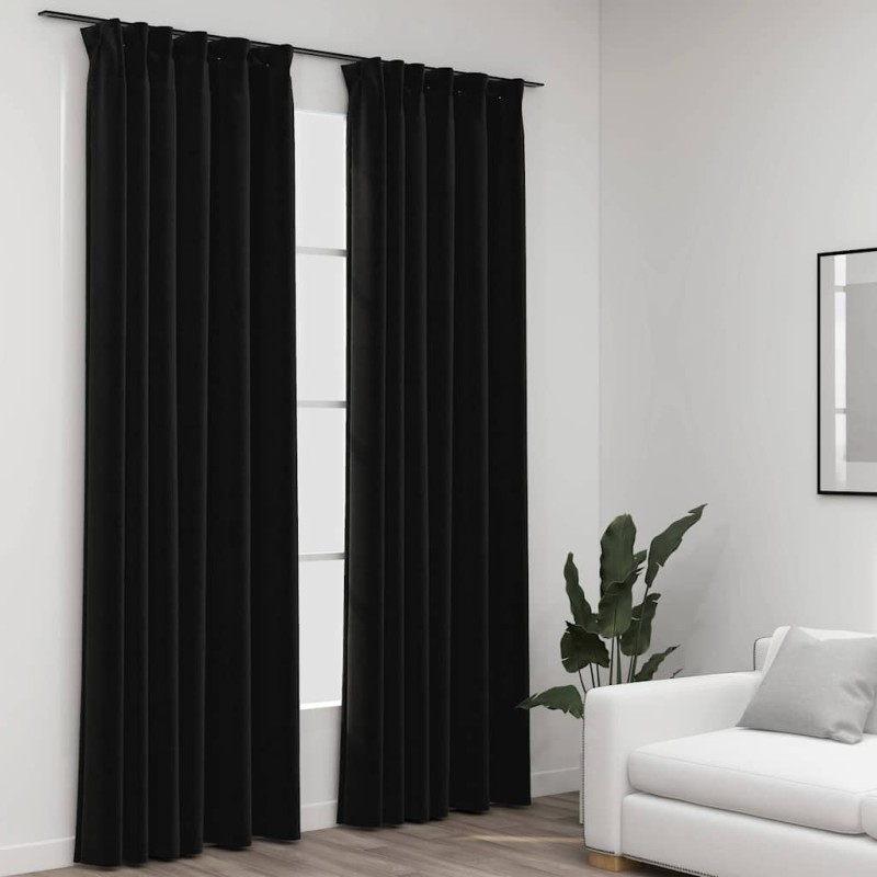 vidaXL Tende Oscuranti con Ganci Effetto Lino 2 pz Antracite 140x245cm vidaXL Tende Oscuranti con Ganci Effetto Lino 2 pz Antracite 140x245cm