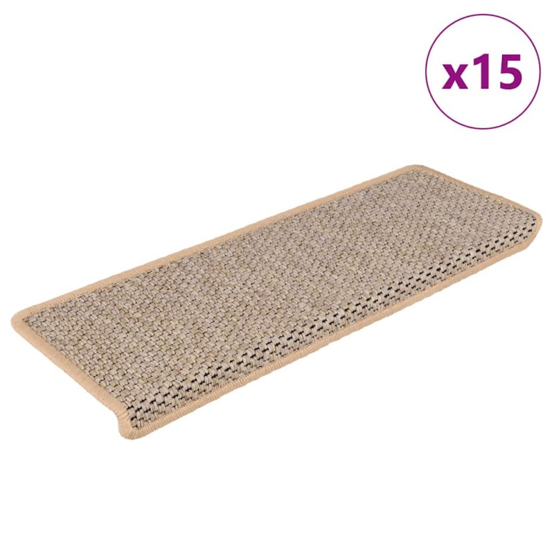 vidaXL Tappeti Adesivi Scale Aspetto Sisal 15pz 65x21x4cm Beige Chiaro vidaXL Tappeti Adesivi Scale Aspetto Sisal 15pz 65x21x4cm Beige Chiaro
