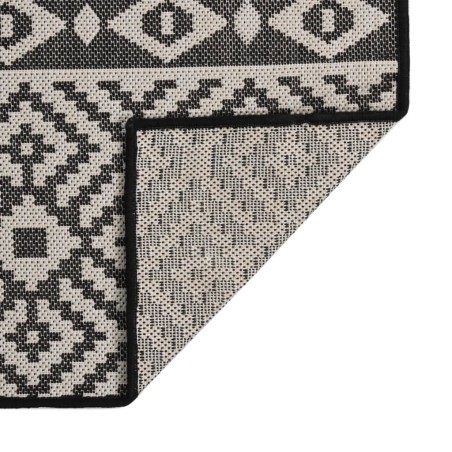 vidaXL Tappeto da Esterni a Tessitura Piatta 100x200 cm Strisce Nere