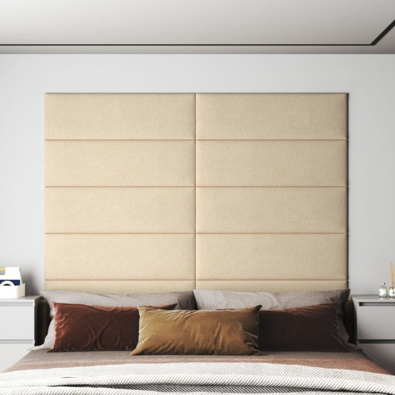 vidaXL Pannelli Murali 12 pz Crema 90x15 cm Tessuto 3,24 m² vidaXL Pannelli Murali 12 pz Crema 90x15 cm Tessuto 3,24 m²