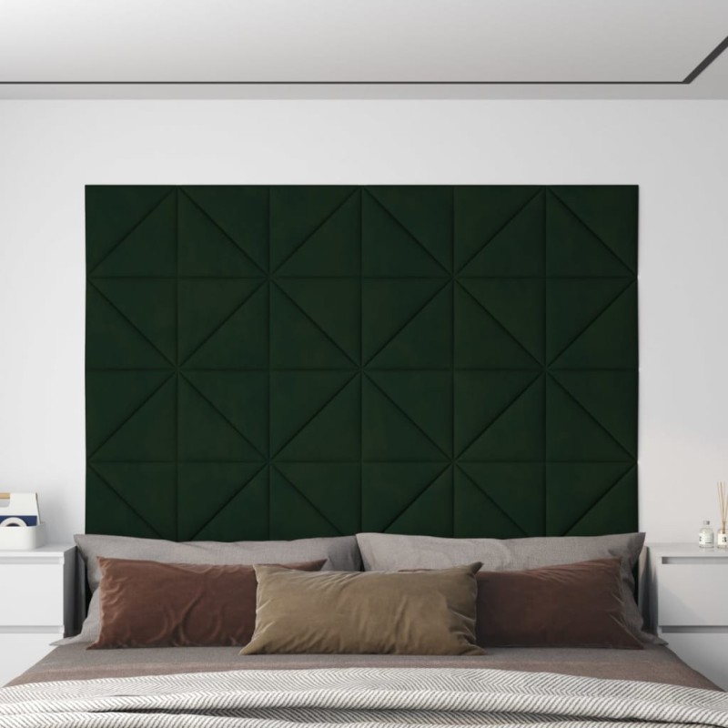 vidaXL Pannelli Murali 12 pz Verde Scuro 30x30 cm in Velluto 0,54 m² vidaXL Pannelli Murali 12 pz Verde Scuro 30x30 cm in Velluto 0,54 m²