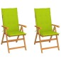 Sedie Giardino 2 pz e Cuscini Verde Brillante Massello di Teak Sedie Giardino 2 pz e Cuscini Verde Brillante Massello di Teak