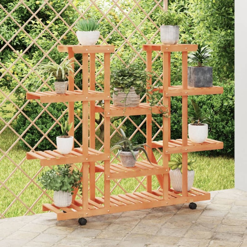 vidaXL Portafiori con Ruote 110x25x115 cm in Legno Massello di Abete vidaXL Portafiori con Ruote 110x25x115 cm in Legno Massello di Abete