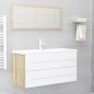 vidaXL Set Mobili Bagno 2 pz Bianco e Rovere Sonoma Legno Multistrato vidaXL Set Mobili Bagno 2 pz Bianco e Rovere Sonoma Legno Multistrato