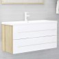 vidaXL Set Mobili Bagno 2 pz Bianco e Rovere Sonoma Legno Multistrato vidaXL Set Mobili Bagno 2 pz Bianco e Rovere Sonoma Legno Multistrato