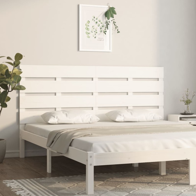 vidaXL Testiera per Letto Bianca 140x3x80 cm in Legno Massello di Pino