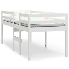 vidaXL Letto a Soppalco Bianco 80x200 cm in Legno Massello di Pino