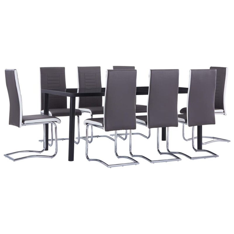 vidaXL Set Sala da Pranzo 9 pz in Similpelle Grigio vidaXL Set Sala da Pranzo 9 pz in Similpelle Grigio
