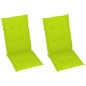 Sedie Giardino 2 pz e Cuscini Verde Brillante Massello di Teak Sedie Giardino 2 pz e Cuscini Verde Brillante Massello di Teak