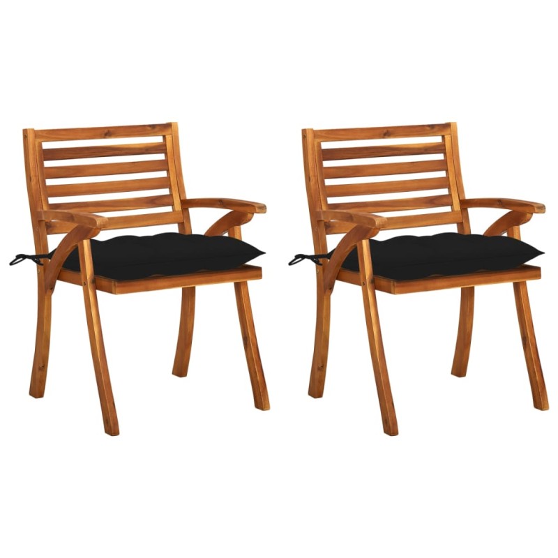 vidaXL Sedie da Pranzo da Giardino con Cuscini 2 pz Massello di Acacia vidaXL Sedie da Pranzo da Giardino con Cuscini 2 pz Massello di Acacia