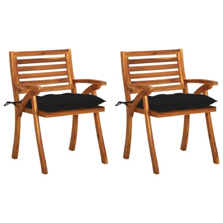 vidaXL Sedie da Pranzo da Giardino con Cuscini 2 pz Massello di Acacia