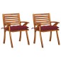 vidaXL Sedie da Pranzo da Giardino con Cuscini 2 pz Massello di Acacia vidaXL Sedie da Pranzo da Giardino con Cuscini 2 pz Massello di Acacia