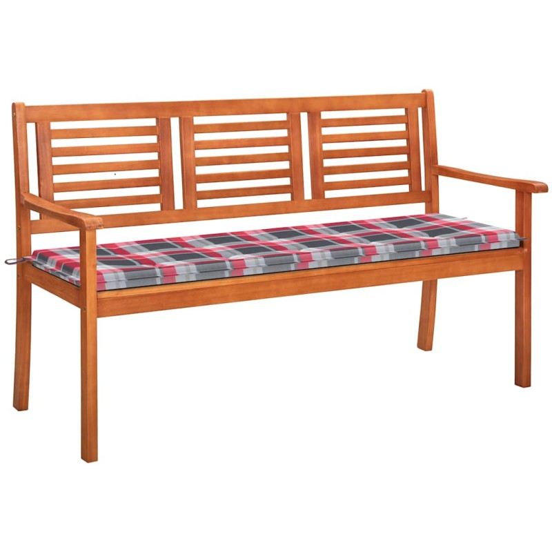 vidaXL Panchina da Giardino 3 Posti e Cuscino 150cm Massello Eucalipto vidaXL Panchina da Giardino 3 Posti e Cuscino 150cm Massello Eucalipto