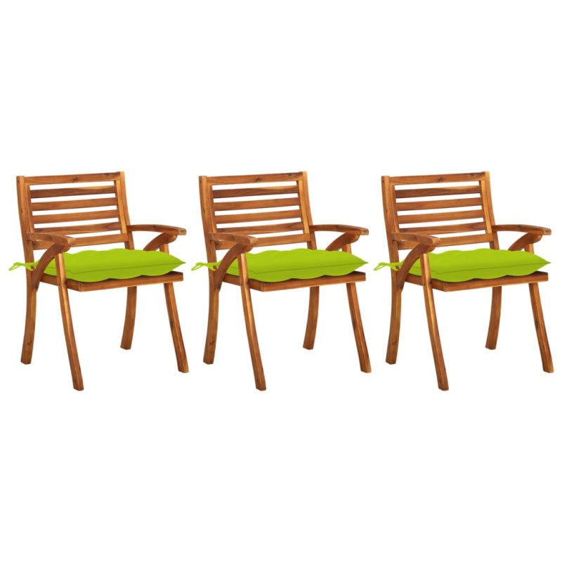 vidaXL Sedie da Pranzo da Giardino con Cuscini 3 pz Massello di Acacia vidaXL Sedie da Pranzo da Giardino con Cuscini 3 pz Massello di Acacia