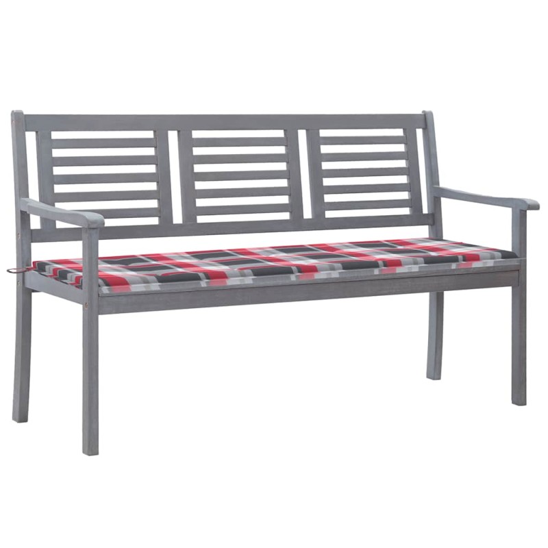 vidaXL Panca da Giardino 3 Posti con Cuscino 150cm Grigia in Eucalipto vidaXL Panca da Giardino 3 Posti con Cuscino 150cm Grigia in Eucalipto