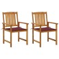 vidaXL Sedie da Giardino con Cuscini 2 pz in Massello di Acacia vidaXL Sedie da Giardino con Cuscini 2 pz in Massello di Acacia
