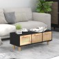 Tavolino Nero 80x40x30 cm Legno Multistrato e Massello di Pino Tavolino Nero 80x40x30 cm Legno Multistrato e Massello di Pino