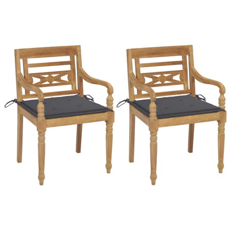 vidaXL Sedie Batavia 2 pz con Cuscini Antracite in Massello di Teak