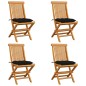 vidaXL Sedie da Giardino con Cuscini Neri 4 pz Massello di Teak vidaXL Sedie da Giardino con Cuscini Neri 4 pz Massello di Teak