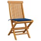 vidaXL Sedie da Giardino con Cuscini Blu Reale 4 pz Massello di Teak