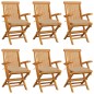 vidaXL Sedie da Giardino con Cuscini Beige 6 pz Legno Massello di Teak vidaXL Sedie da Giardino con Cuscini Beige 6 pz Legno Massello di Teak