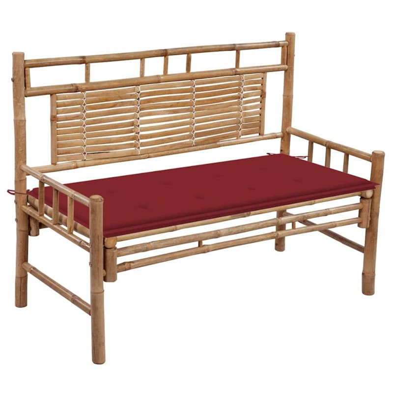 vidaXL Panca da Giardino con Cuscino 120 cm in Bambù vidaXL Panca da Giardino con Cuscino 120 cm in Bambù
