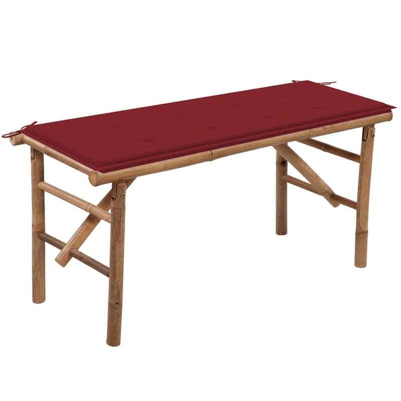 vidaXL Panca da Giardino Pieghevole con Cuscino 118 cm in Bambù vidaXL Panca da Giardino Pieghevole con Cuscino 118 cm in Bambù
