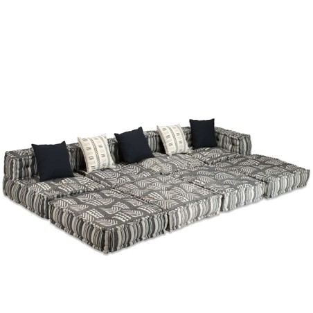 vidaXL Pouf Modulare a 4 Posti in Tessuto Grigio a Strisce