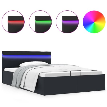 vidaXL Giroletto Contenitore Idraulico LED Nero Similpelle 120x200 cm 