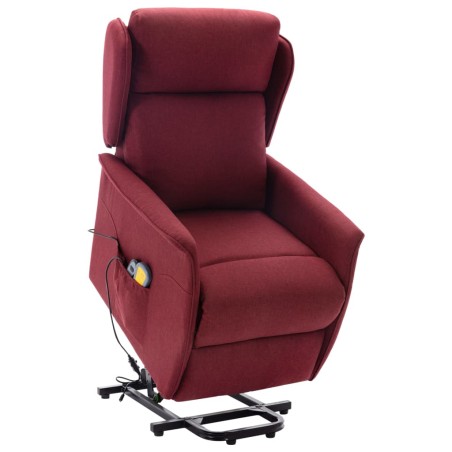 vidaXL Poltrona Alzapersona Massaggiante Rosso Vino Tessuto