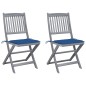 vidaXL Sedie da Giardino Pieghevoli 2pz con Cuscini in Massello Acacia vidaXL Sedie da Giardino Pieghevoli 2pz con Cuscini in Massello Acacia