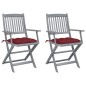 vidaXL Sedie da Giardino Pieghevoli 2pz con Cuscini in Massello Acacia vidaXL Sedie da Giardino Pieghevoli 2pz con Cuscini in Massello Acacia