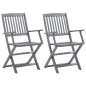 vidaXL Sedie da Giardino Pieghevoli 2pz con Cuscini in Massello Acacia vidaXL Sedie da Giardino Pieghevoli 2pz con Cuscini in Massello Acacia