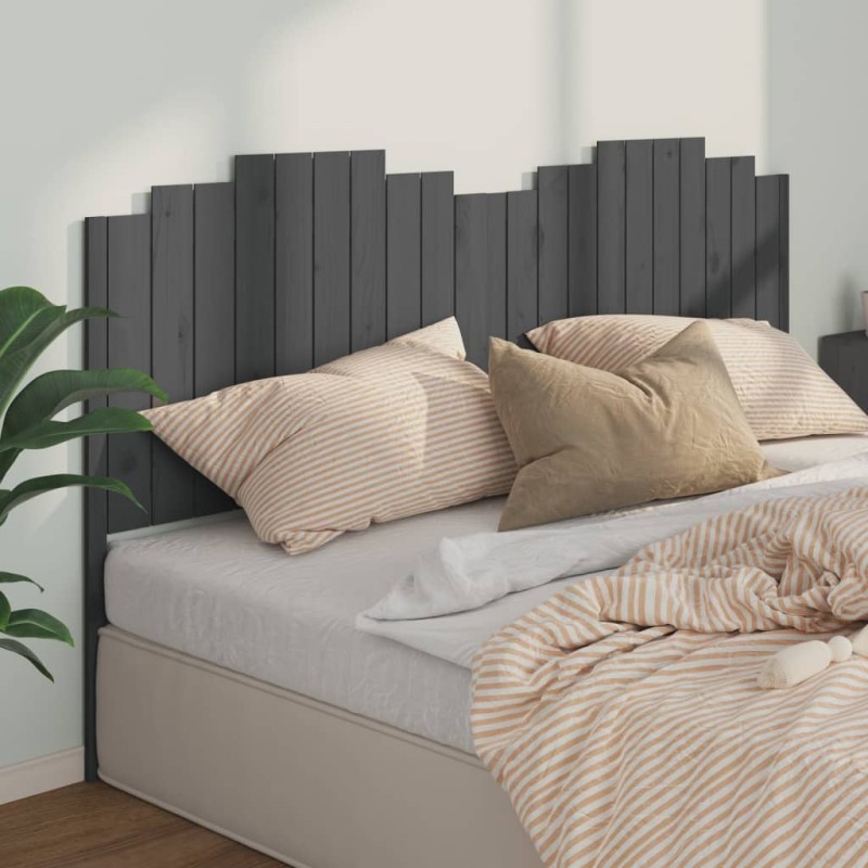 Testiera Letto Grigia 206x4x110 cm in Legno Massello di Pino Testiera Letto Grigia 206x4x110 cm in Legno Massello di Pino