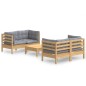 vidaXL Set Divani da Giardino 5 pz con Cuscini Grigi Massello di Pino
