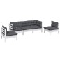 vidaXL Set Salotto da Giardino 5pz con Cuscini Legno Massello di Pino vidaXL Set Salotto da Giardino 5pz con Cuscini Legno Massello di Pino