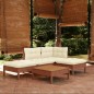 vidaXL Set Salotto Giardino 5pz con Cuscini Marrone Ambra Legno Pino