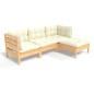 vidaXL Set Salotto da Giardino 4 pz con Cuscini Crema in Legno di Pino vidaXL Set Salotto da Giardino 4 pz con Cuscini Crema in Legno di Pino