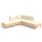 vidaXL Set Divani da Giardino 5 pz con Cuscini Crema Massello di Pino vidaXL Set Divani da Giardino 5 pz con Cuscini Crema Massello di Pino