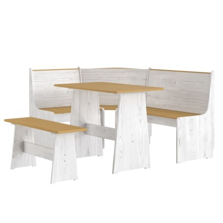 vidaXL Set da Pranzo 3pz REINE Marrone ambra e Bianco in Legno di Pino