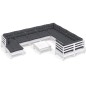 vidaXL Set Divani da Giardino 11 pz con Cuscini Legno di Pino Bianco vidaXL Set Divani da Giardino 11 pz con Cuscini Legno di Pino Bianco