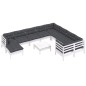 vidaXL Set Divani da Giardino 11 pz con Cuscini Legno di Pino Bianco vidaXL Set Divani da Giardino 11 pz con Cuscini Legno di Pino Bianco