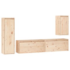vidaXL Mobili Porta TV 4 pz in Legno Massello di Pino