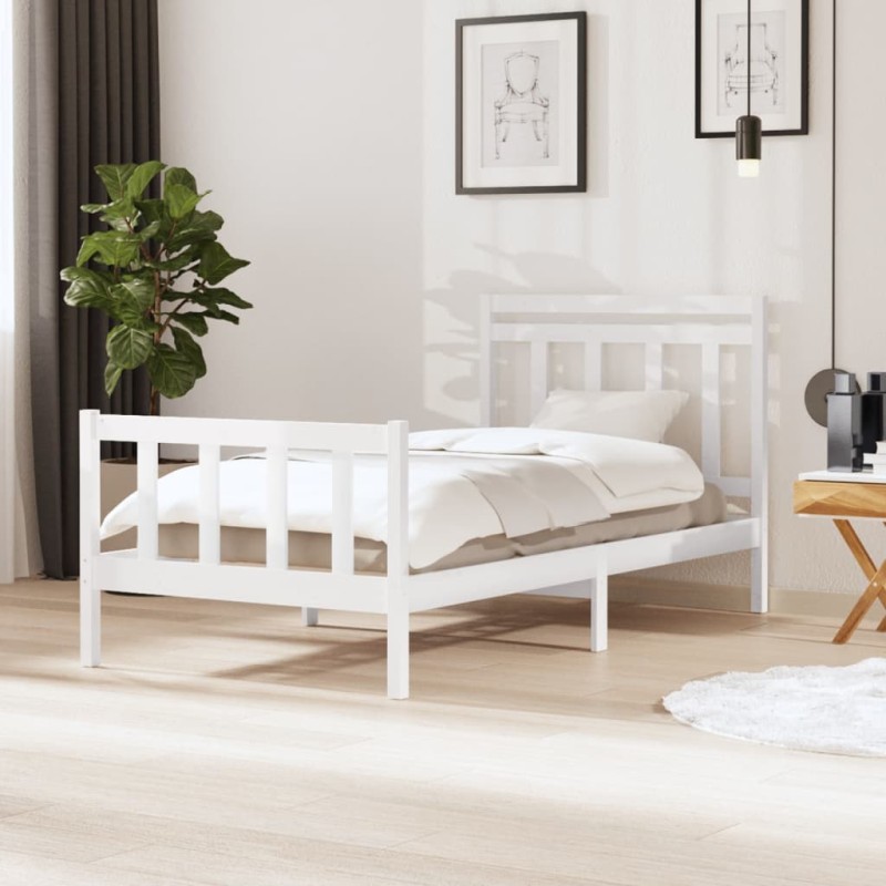 vidaXL Giroletto Bianco in Legno Massello 100x200 cm vidaXL Giroletto Bianco in Legno Massello 100x200 cm