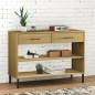 Mobile Consolle Gambe Metallo Marrone Legno Massello Pino OSLO Mobile Consolle Gambe Metallo Marrone Legno Massello Pino OSLO