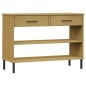Mobile Consolle Gambe Metallo Marrone Legno Massello Pino OSLO Mobile Consolle Gambe Metallo Marrone Legno Massello Pino OSLO