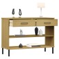 Mobile Consolle Gambe Metallo Marrone Legno Massello Pino OSLO Mobile Consolle Gambe Metallo Marrone Legno Massello Pino OSLO