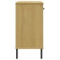 Mobile Consolle Gambe Metallo Marrone Legno Massello Pino OSLO Mobile Consolle Gambe Metallo Marrone Legno Massello Pino OSLO
