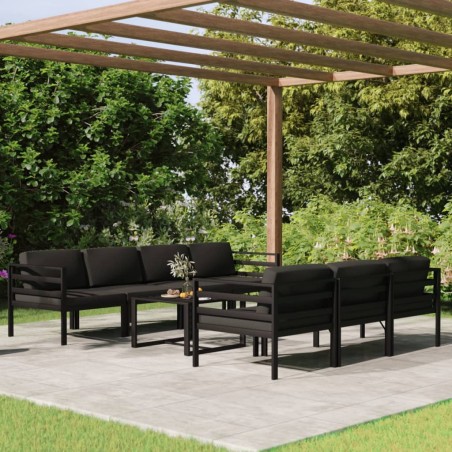 vidaXL Set Divani da Giardino 8 pz con Cuscini in Alluminio Antracite